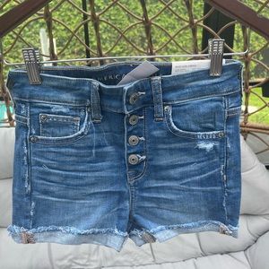 American eagle button fly next level stretch high rise shorts size 0